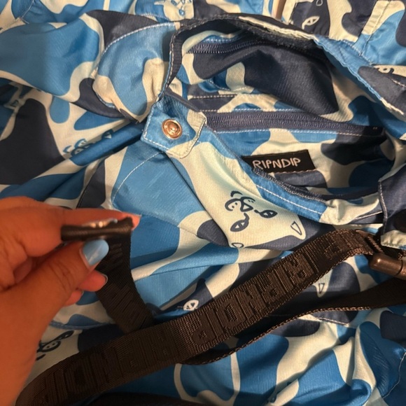 RIPNDIP Nerm Cat Blue Camo Packable Windbreaker Jacket Sz S Rare Skate Unisex - Picture 9 of 16